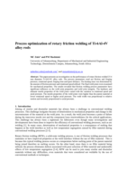 Process optimization of rotary friction welding of Ti-6Al-4V alloy rods