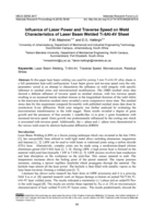 Influence of laser power and traverse speed on weld characteristics of laser beam welded Ti-6Al-4V sheet