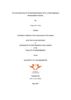 The integration of intrapreneurship into a performance management model