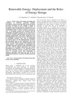 Renewable energy: deployment and the roles of energy storage