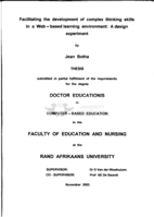 Facilitating the development of complex thinking skills in  a Web-based learning environment : a design experiment