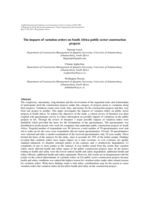 The impacts of variation orders on South Africa public sector construction projects