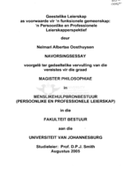 Geestelike leierskap as voorwaarde vir 'n funksionele gemeenskap : 'n persoonlike en professionele leierskapperspektief