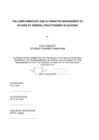 The complementary and alternative management of HIV/AIDS by general practitioners in Gauteng