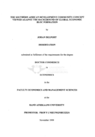 The Southern African Development Community concept viewed against the background of global economic bloc formation
