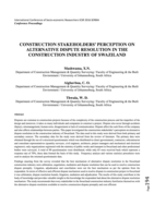 Construction stakeholders' perception on alternative dispute resolution in the construction industry of Swaziland