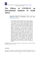 The effects of COVID-19 on international students in South Africa