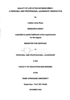 Quality of life after retrenchment : a personal and professional leadership perspective