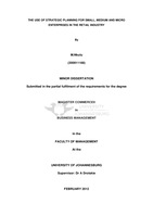 The use of strategic planning for small, medium and micro enterprises in the retail industry