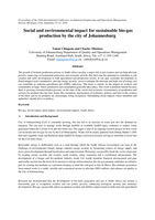 Social and environmental impact for sustainable bio-gas production by the city of Johannesburg