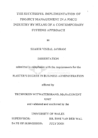 The successful implementation of project management in a FMCG Industry by means of a contemporary systems approach